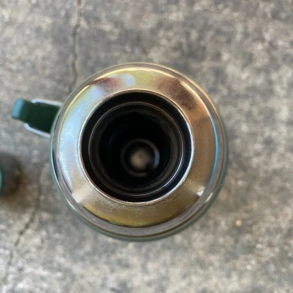 Vintage Retro Stanley Aladdin Green Thermos with Silver Top 1 Quart Hot and Cold - Picture 6 of 8